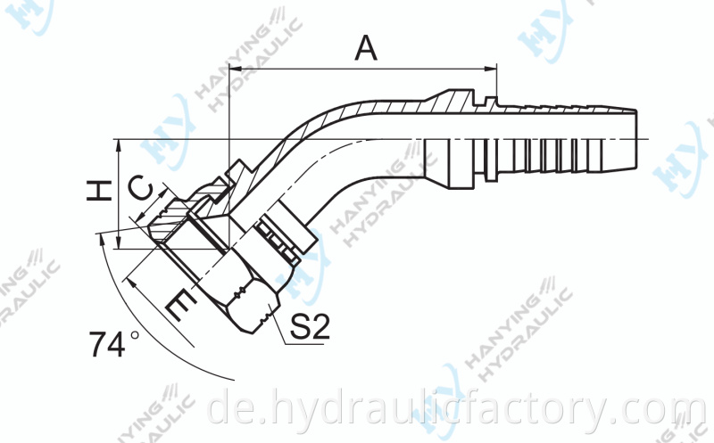 45 Degree Jic Female 74 Degree Cone Seat Drawing